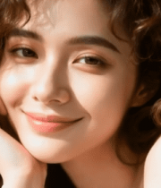 	 卷发女性托腮特写素材5392#横屏 