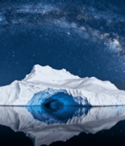 夜空下的冰山与星空倒影5395#横屏 
