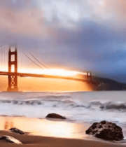 旧金山金门大桥日落海景13270#横屏 