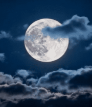 夜空明月与云朵景象10582#横屏 