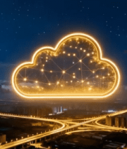 夜景中发光云朵与立交桥画面2184#横屏 