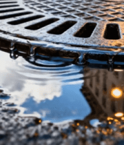 井盖下水滴倒影城市景象9386#横屏 