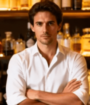 酒吧内白衣男子双臂交叉站立2485#横屏 