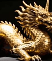 金色龙形摆件特写素材1228#横屏 