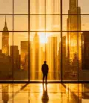 办公室内人物眺望城市高楼725#横