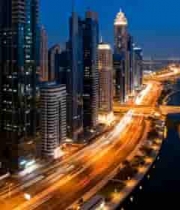 城市夜景高楼与车流全景1532#横屏 