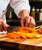 厨师在厨房切蔬菜素材3337#横屏 