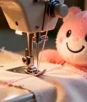 缝纫机缝纫粉色小熊旁布料940#横屏 