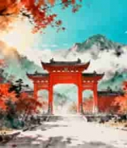 古风夜景烟花湖面楼阁素材187#横屏 