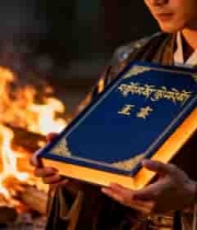 古装人物持古书于篝火前3374#横屏 