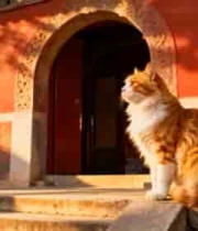 故宫前的猫咪静坐画面3083#横屏 