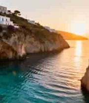 海岸悬崖边日落自然风光2887#横屏 