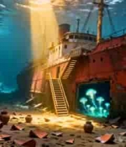 海底沉船及陶罐水母场景4671#横屏 