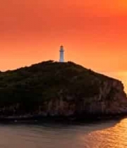 海岛灯塔夕阳全景202#横屏 