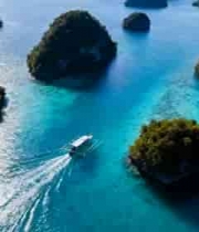 海岛海域船只航拍全景2959#横屏 