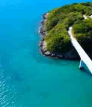 海岛桥梁空中俯瞰画面1284#横屏 