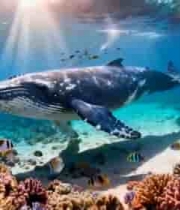 海底鲸鱼与多彩鱼群珊瑚景观5327#横屏 