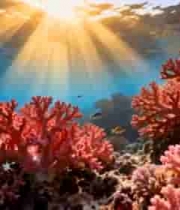 海底珊瑚与阳光照射景象44#横屏 