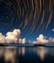 海面星空星轨延时景象5302#横屏 