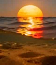 海面日落水下沙滩景象2381#横屏 