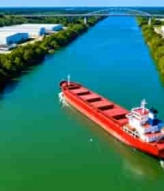 河道货船运输航拍画面4047#横屏 