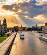 河畔城市建筑风景2593#横屏 