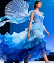 模特舞台走秀展示飘逸礼服4184#横屏 