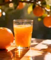 木桌上橙子与橙汁的特写3915#横屏 