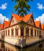 欧洲小镇欧式建筑河畔景观5481#横屏 