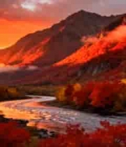 秋日山间河流壮丽风光4822#横屏 