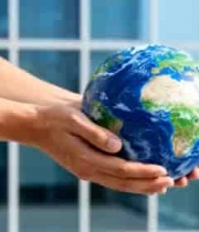 人手捧地球模型素材2750#横屏 