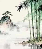 水墨竹林山水风景素材3309#横屏 