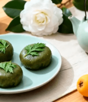 青团茶具花卉静物画面6344#横屏 