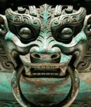 青铜器兽首衔环特写素材3837#横屏 