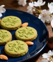 青团搭配茶饮与花卉静物3159#横屏 