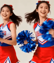 青春少女啦啦队表演素材9012#横屏 