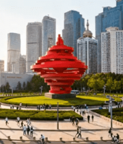 青岛五四广场标志性景观素材3464#横屏 