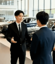 汽车展厅销售人员介绍车辆6696#横屏 