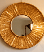 墙上圆形藤编装饰镜素材8028#横屏 