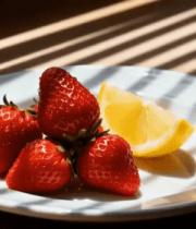 盘中草莓与柠檬特写908#横屏 