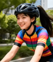 女子户外骑行特写12467#横屏 