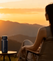 女子户外赏日落7052#横屏 