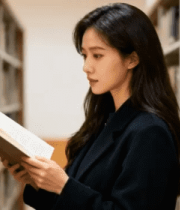 女性图书馆内阅读书籍12055#横屏 