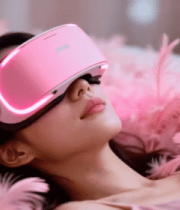 女性躺卧使用粉色眼镜13167#横屏 