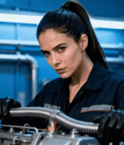 女工人工厂操作机械设备7673#横屏 