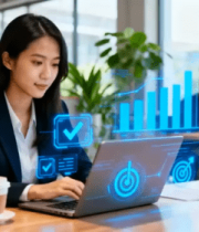 女白领办公使用笔记本电脑(1)8655#横屏 