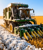 农田棉花收割机作业11959#横屏 