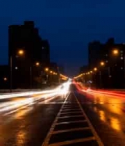 晚城市道路车流光影2144#横屏 