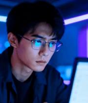 男子专注使用电脑场景14429#横屏 