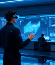 男子在科技感空间使用设备1734#横屏 